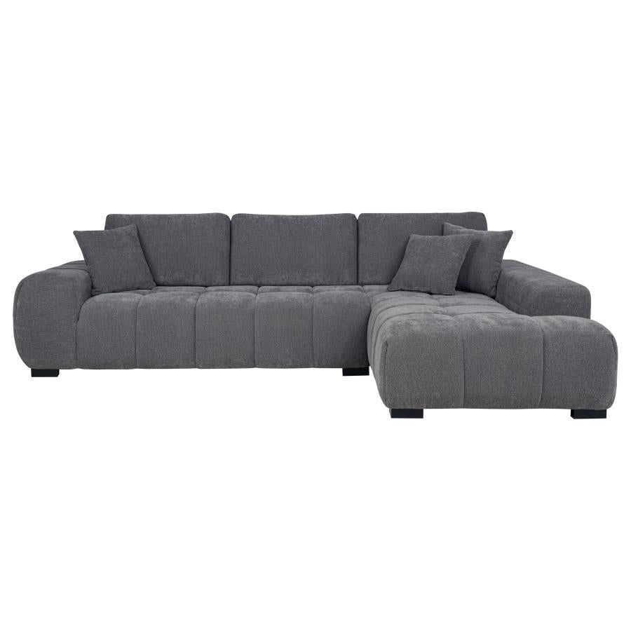 Sofá seccional Octavia gris carbón tapizado con chaise longue