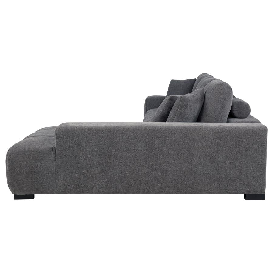 Sofá seccional Octavia gris carbón tapizado con chaise longue