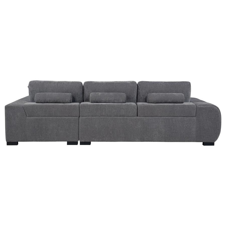 Sofá seccional Octavia gris carbón tapizado con chaise longue