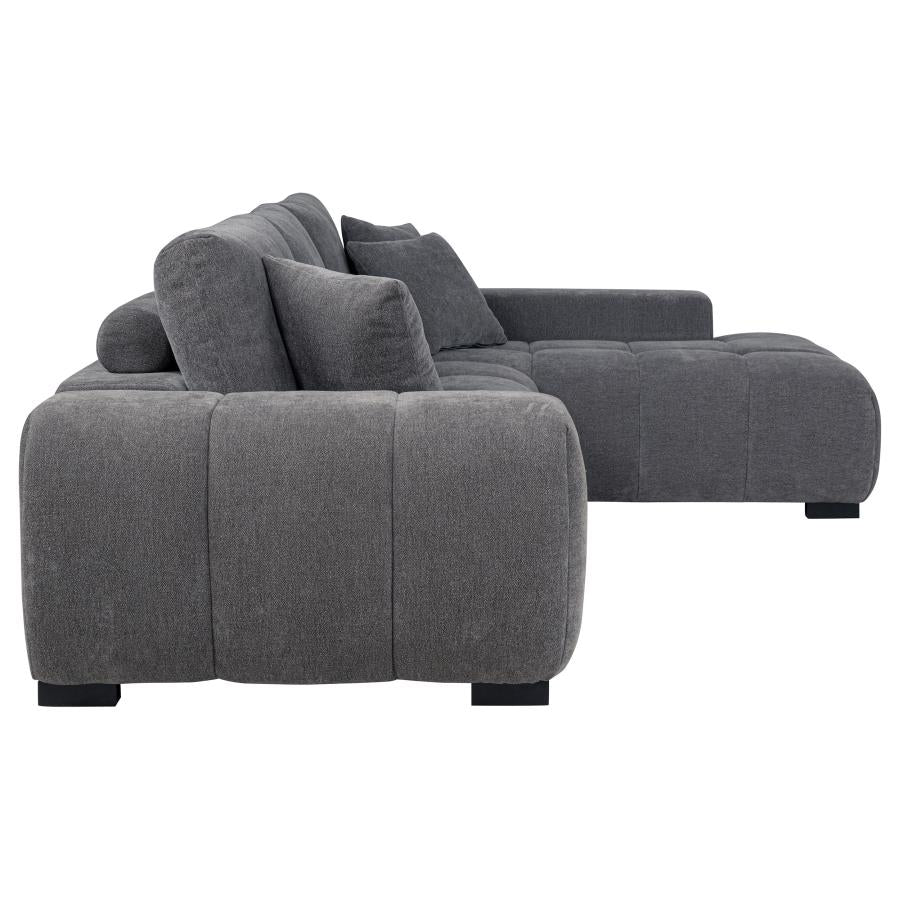 Sofá seccional Octavia gris carbón tapizado con chaise longue