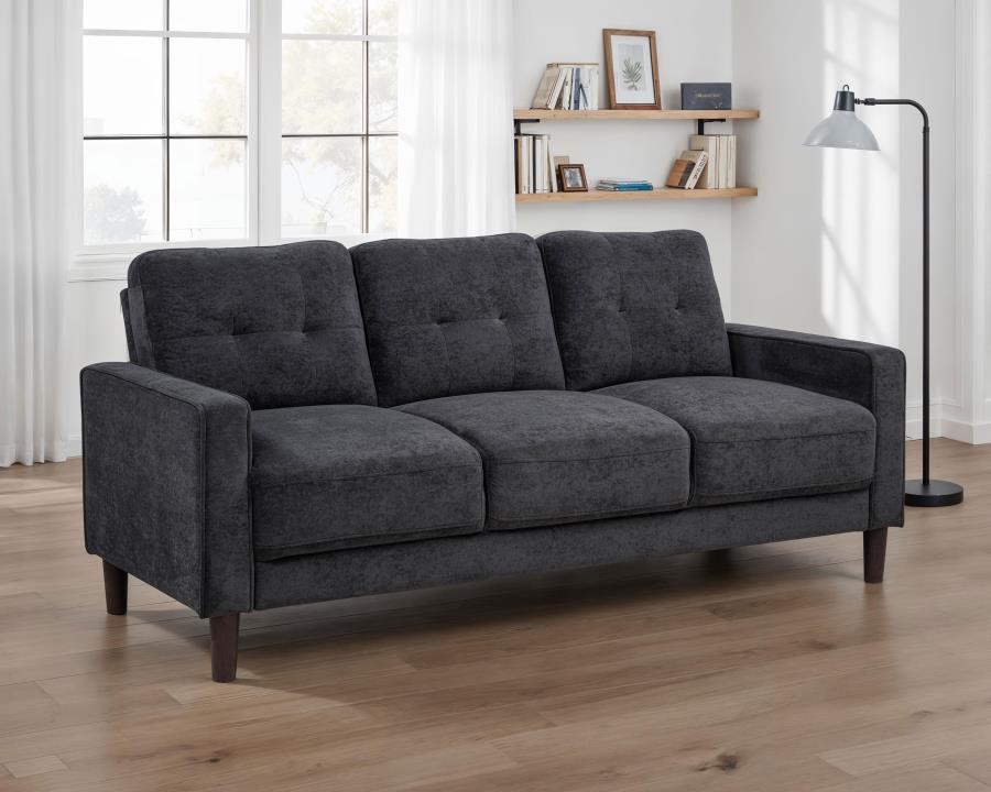 Bowen II Steel Grey Fabric Upholstered Track Arm Sofa by Coaster at Eve Furniture