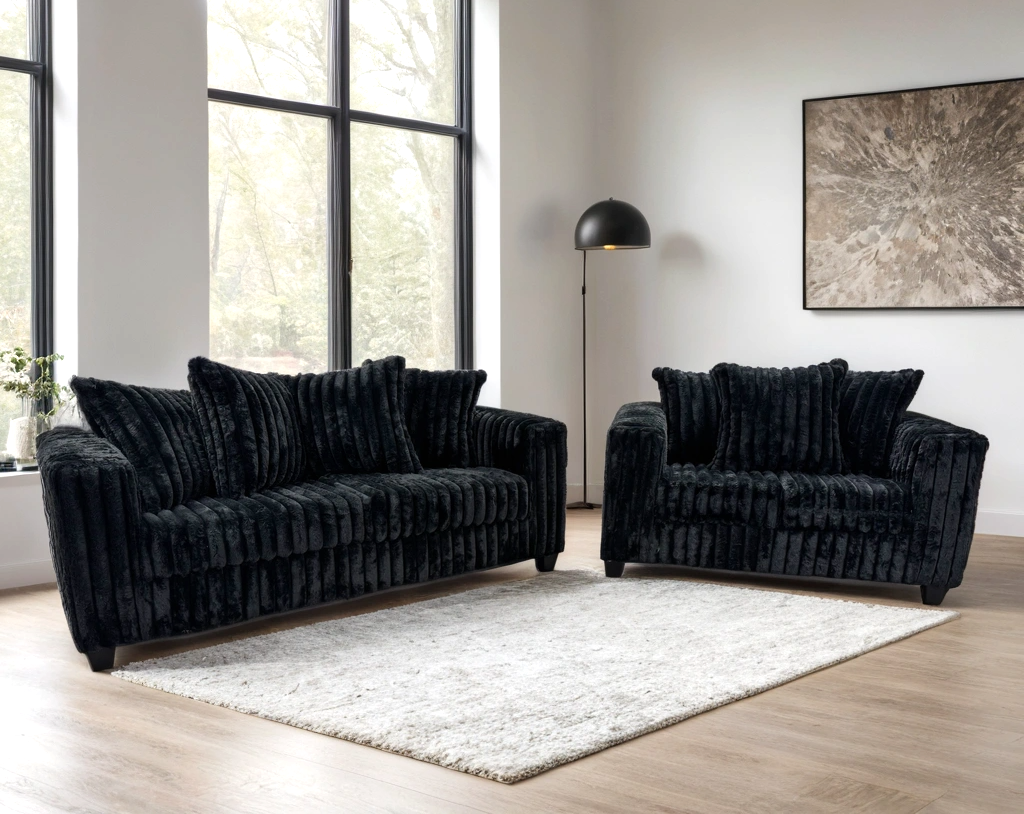 Larce Black Sofa & Loveseat by Happy Homes at Eve Furniture