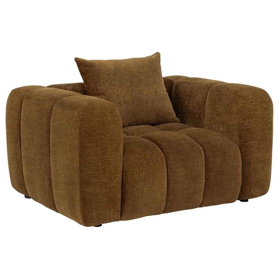 Lazaro Bronze Fabric Upholstered Wide Channel Accent Chair by Coaster at Eve Furniture