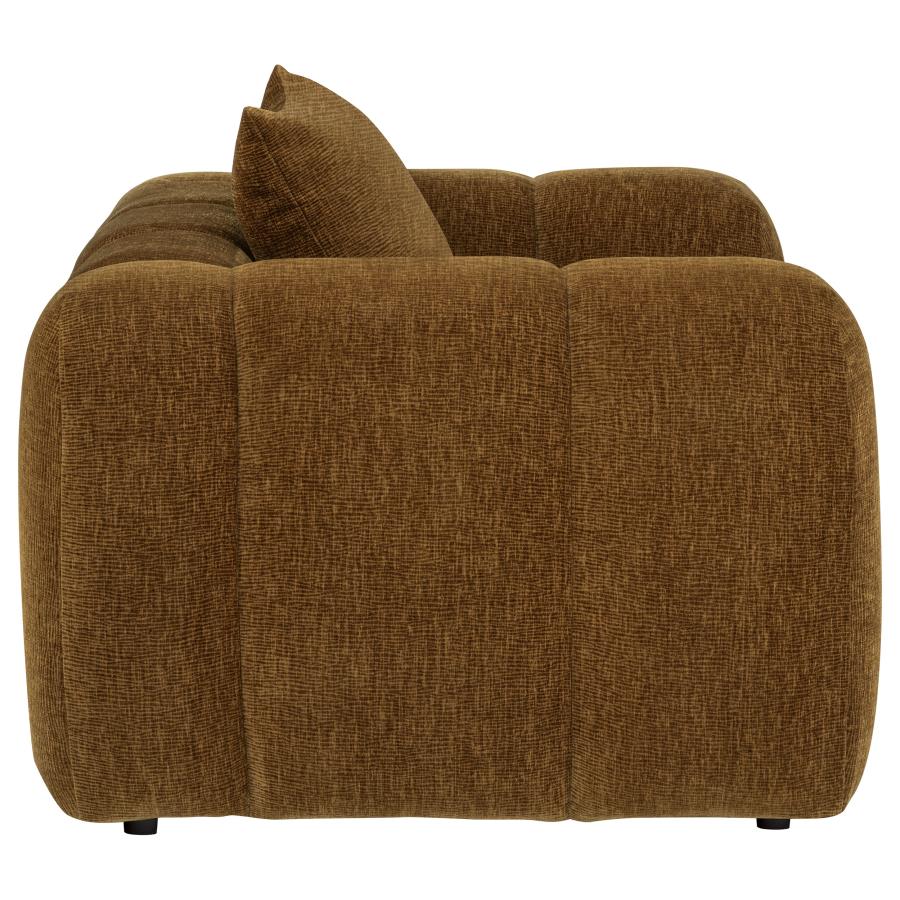 Lazaro Bronze Fabric Upholstered Wide Channel Accent Chair by Coaster at Eve Furniture