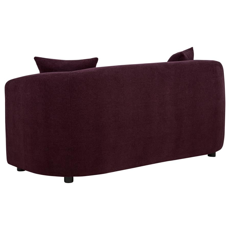 Delroy 3-Piece Stationary Sofa Set Aubergine Polyester Upholstery