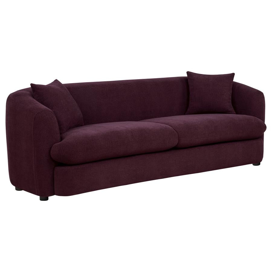 Delroy 3-Seat Stationary Sofa Aubergine Polyester Upholstery