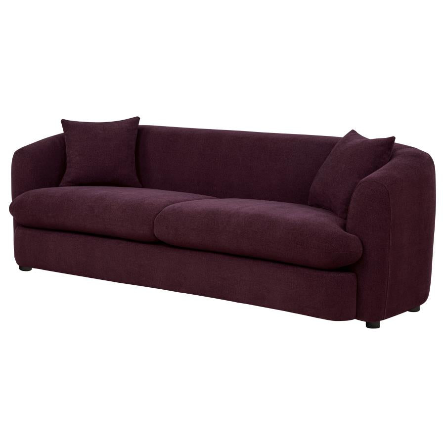 Delroy 3-Seat Stationary Sofa Aubergine Polyester Upholstery