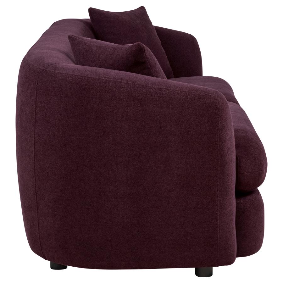 Delroy 3-Seat Stationary Sofa Aubergine Polyester Upholstery