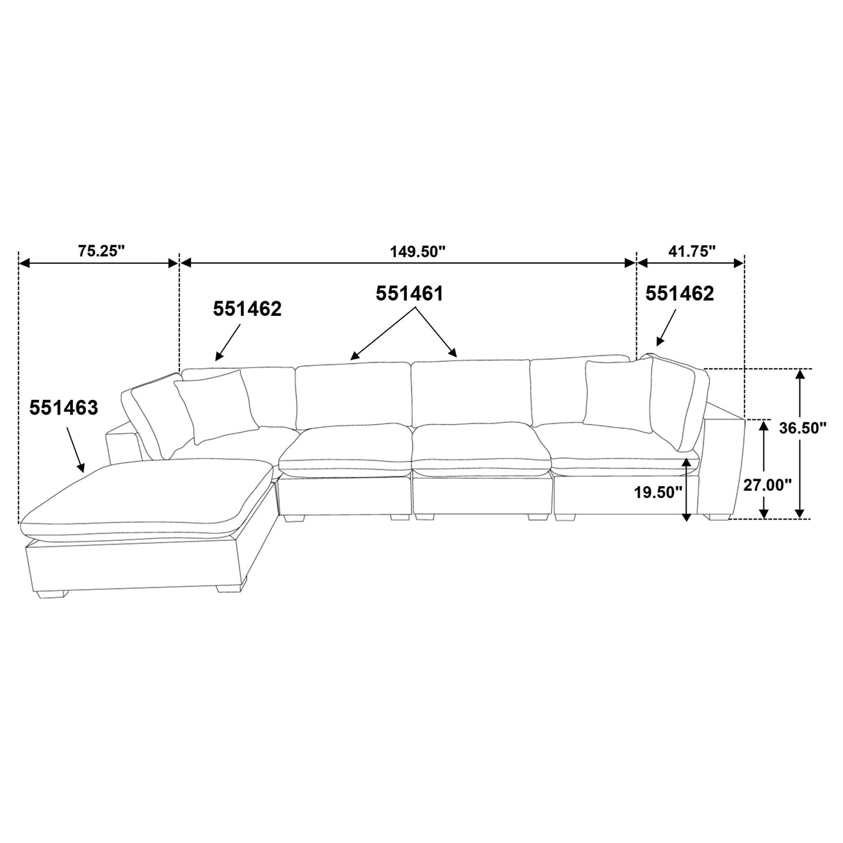 Lakeview Ivory 5-Piece Upholstered Modular Sectional Sofa