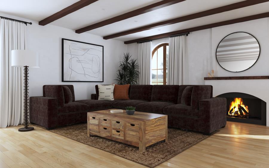 Lakeview Chocolate 6-Piece Upholstered Modular Sectional