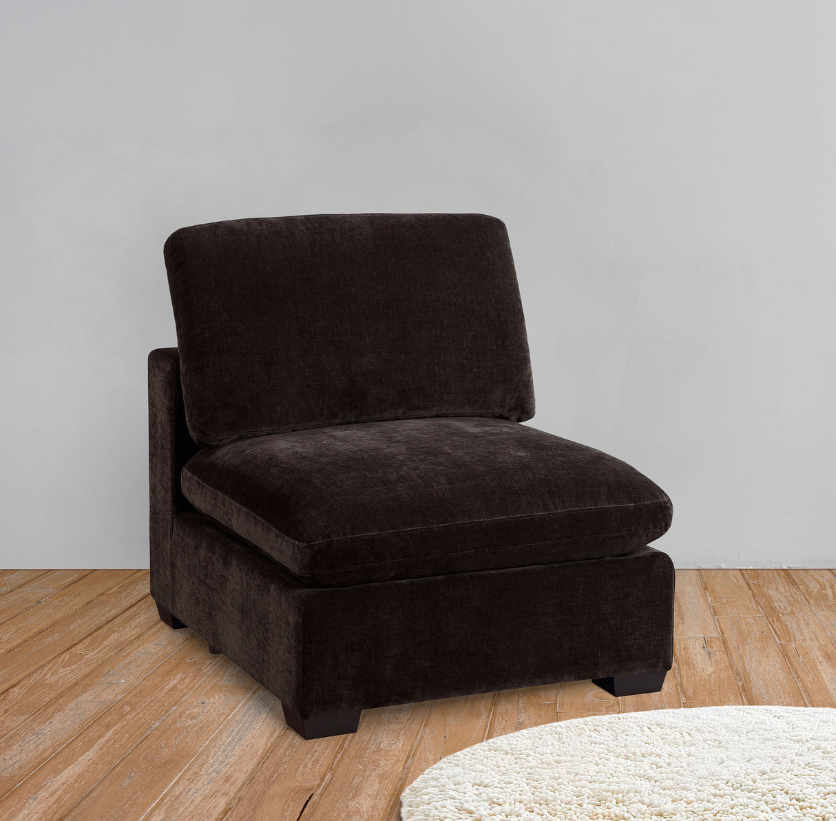 Lakeview Dark Chocolate Upholstered Armless Chair