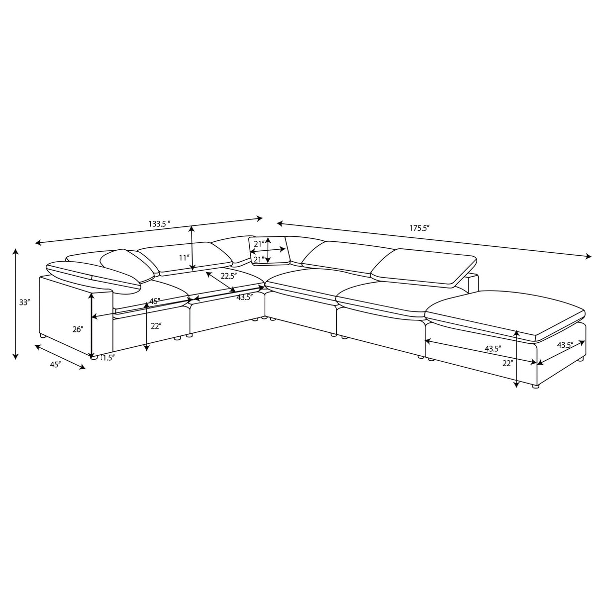 Raleigh Ivory 6-Piece Boucle Upholstered Modular Sectional