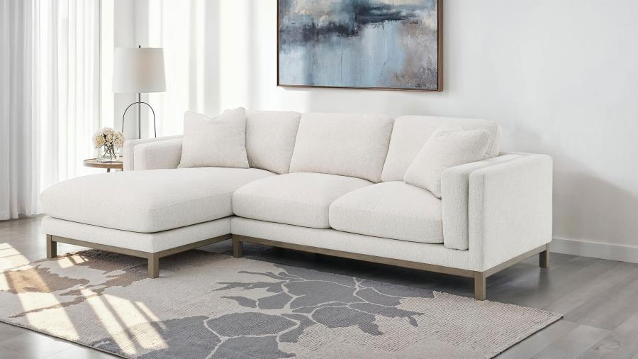 Geneva Sand Boucle Upholstered Sectional Chaise Sofa by Coaster at Eve Furniture