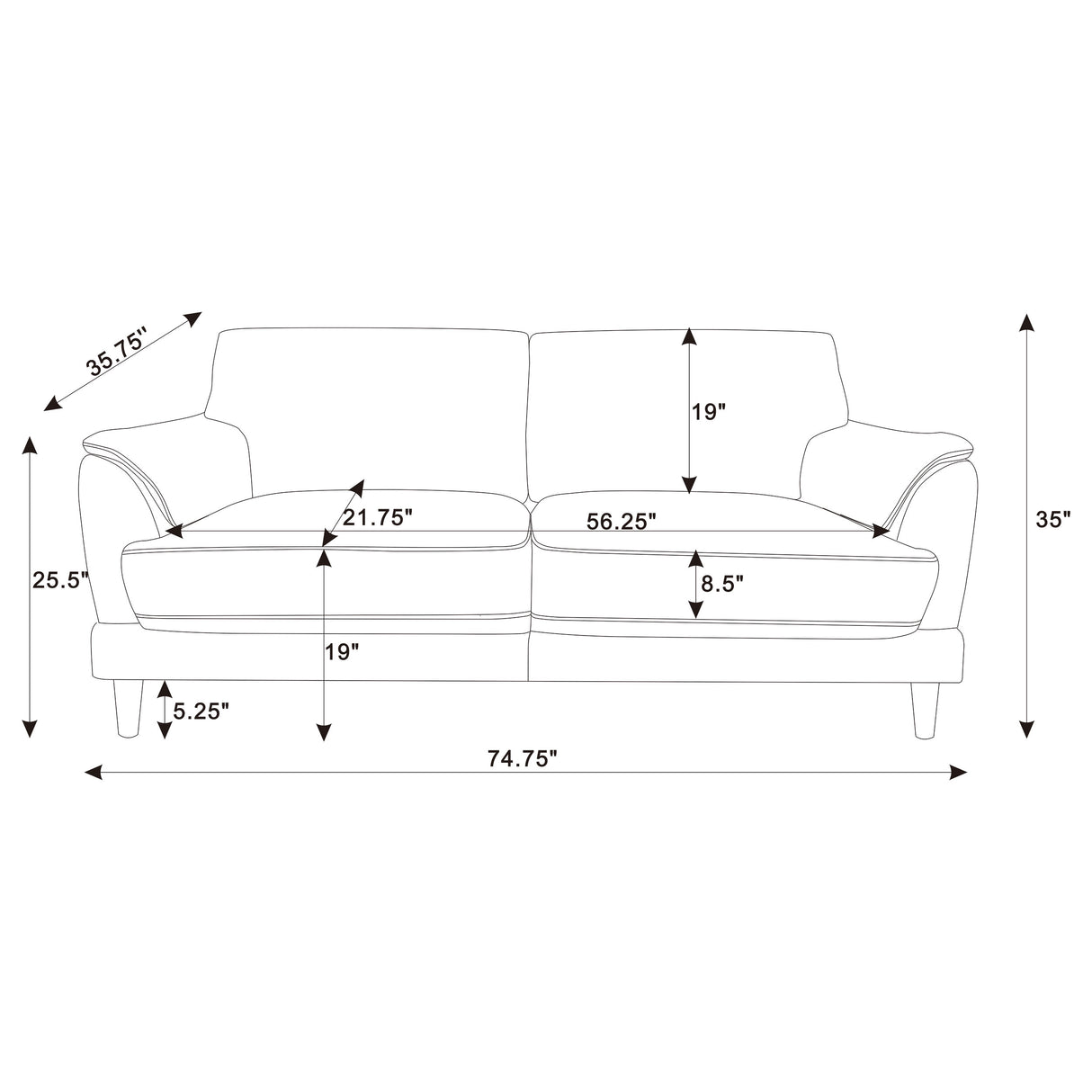 Selma Rust 2-Piece Velvet Upholstered Crescent Arm Living Room Set