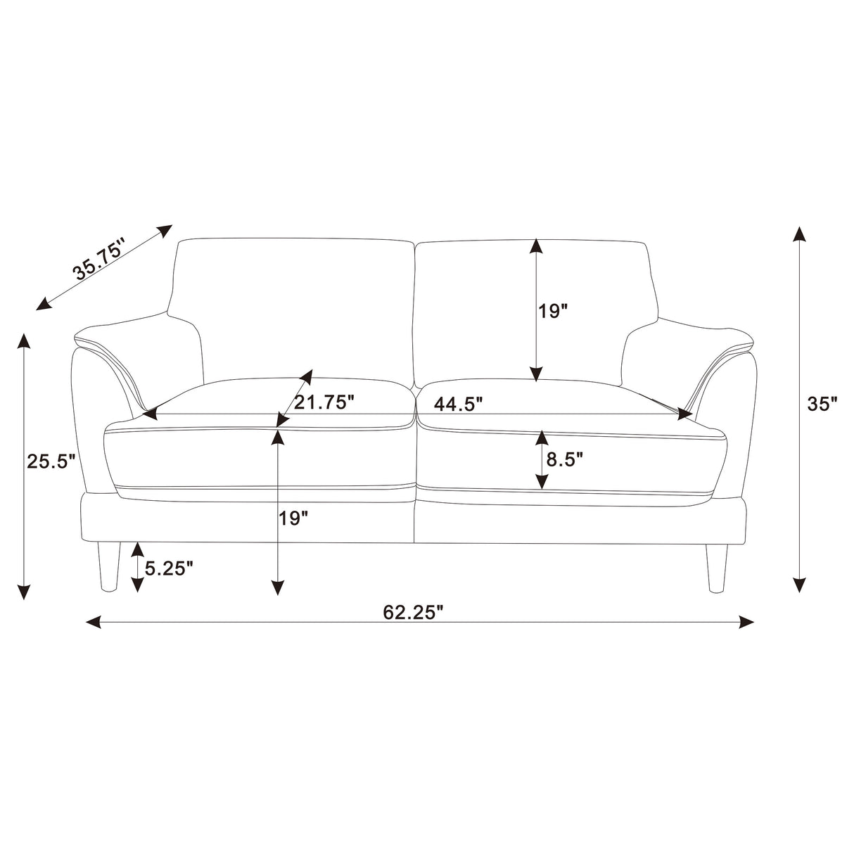 Selma Rust 2-Piece Velvet Upholstered Crescent Arm Living Room Set