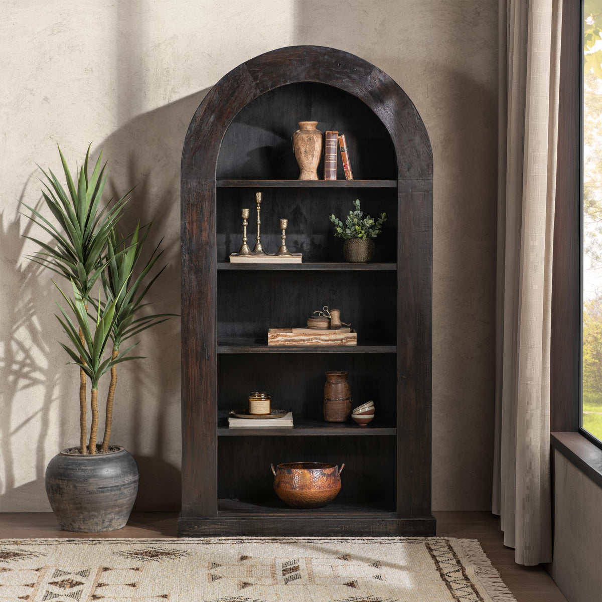 Alta Charcoal Haze Arch Bookcase by Classic Home at Eve Furniture