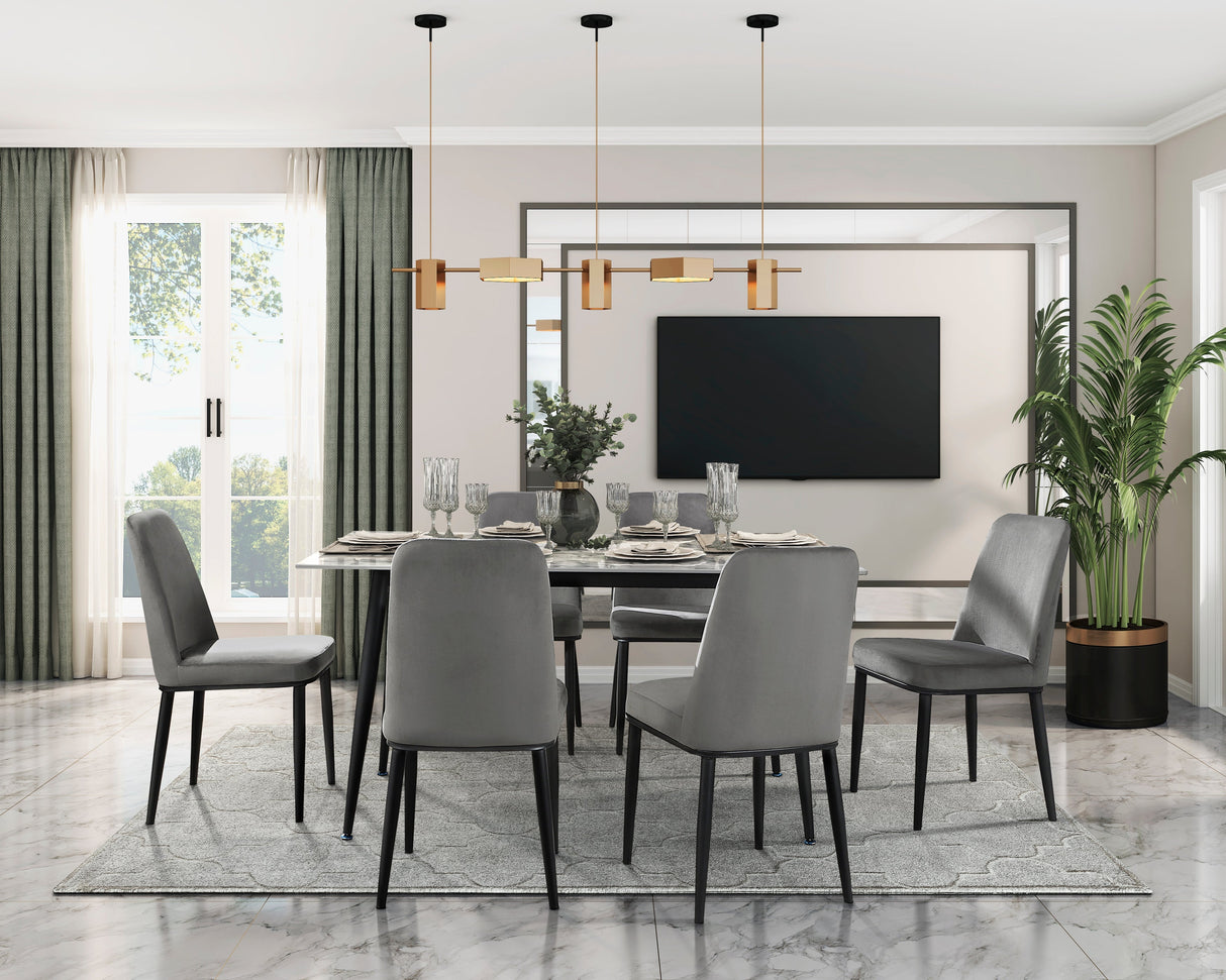 Salerno Gray Velvet Dining Chair, Set of 2