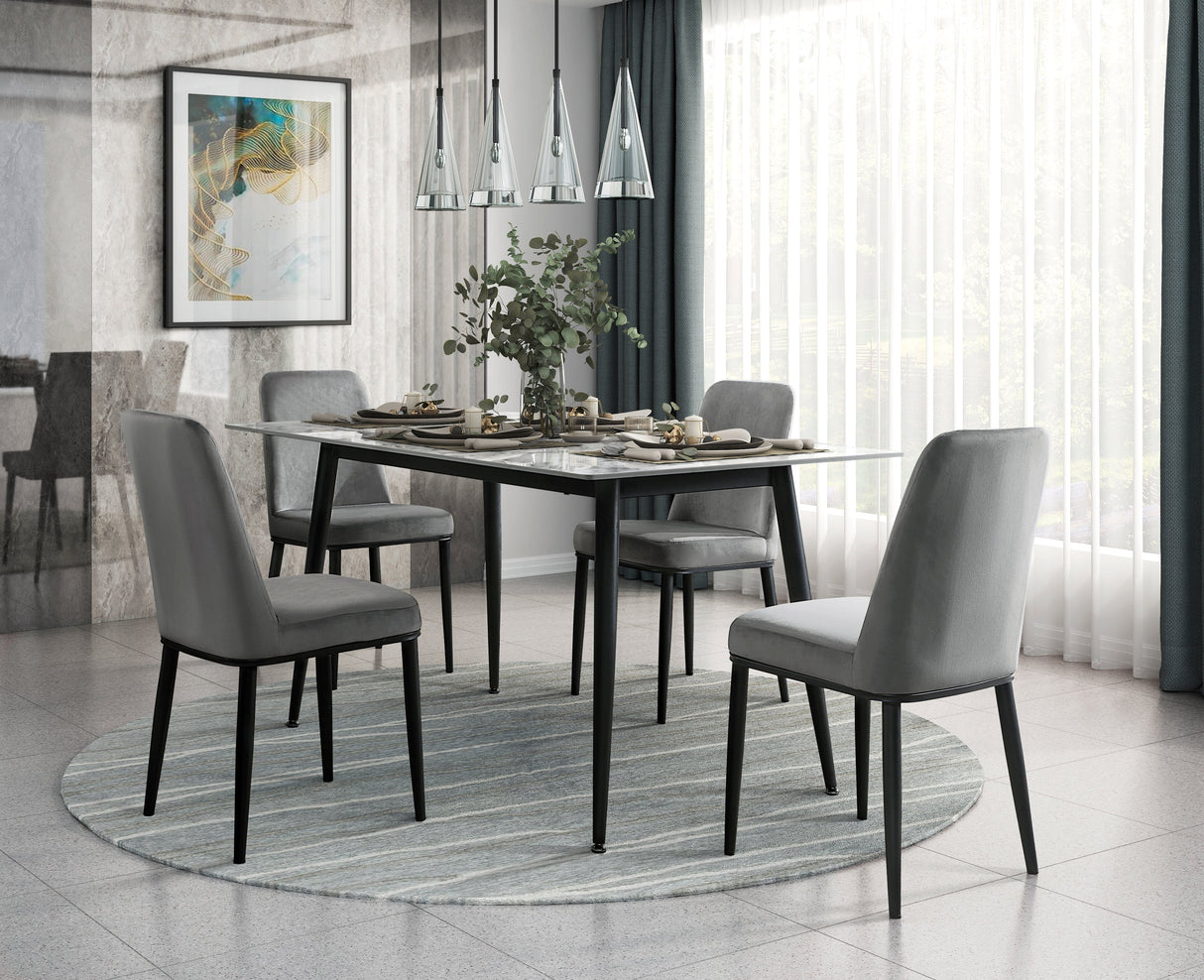 Salerno Gray Velvet Dining Chair, Set of 2