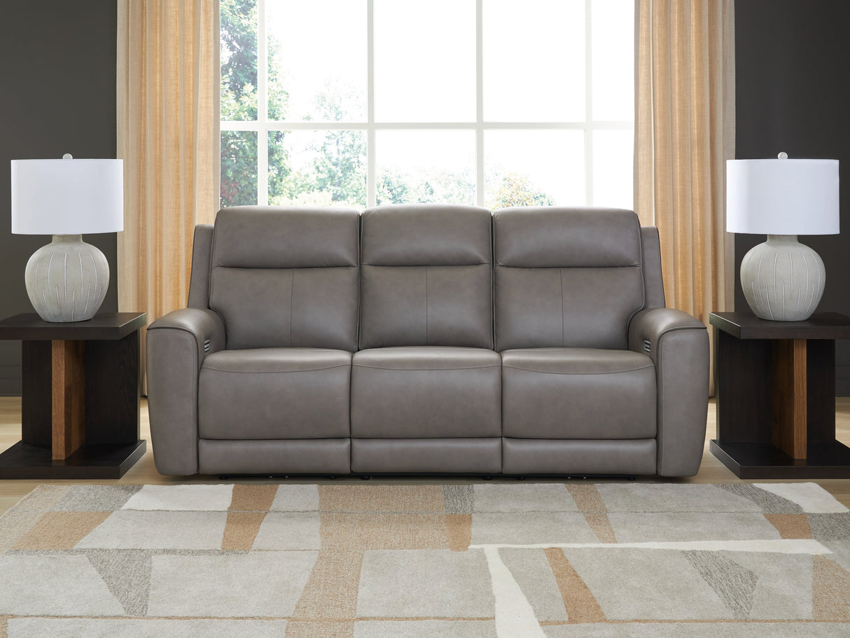 5Z-Relaxation Coin Dual Power Leather Reclining Sofa by Ashley at Eve Furniture