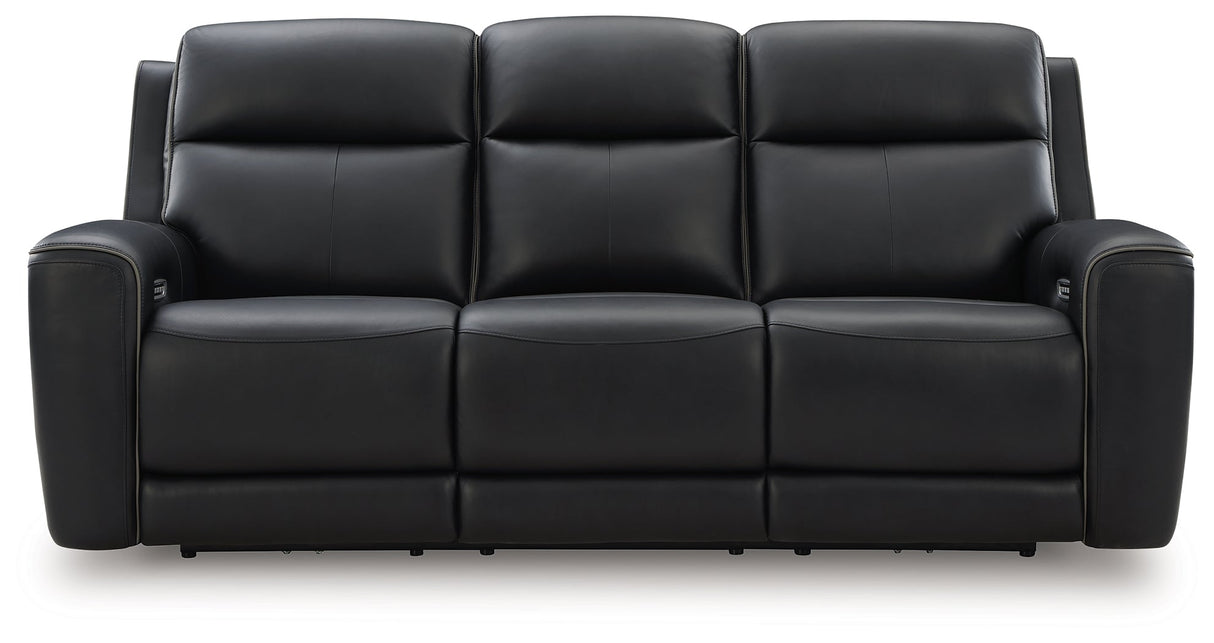 5Z-Relaxation Onyx Dual Power Leather Reclining Sofa by Ashley at Eve Furniture