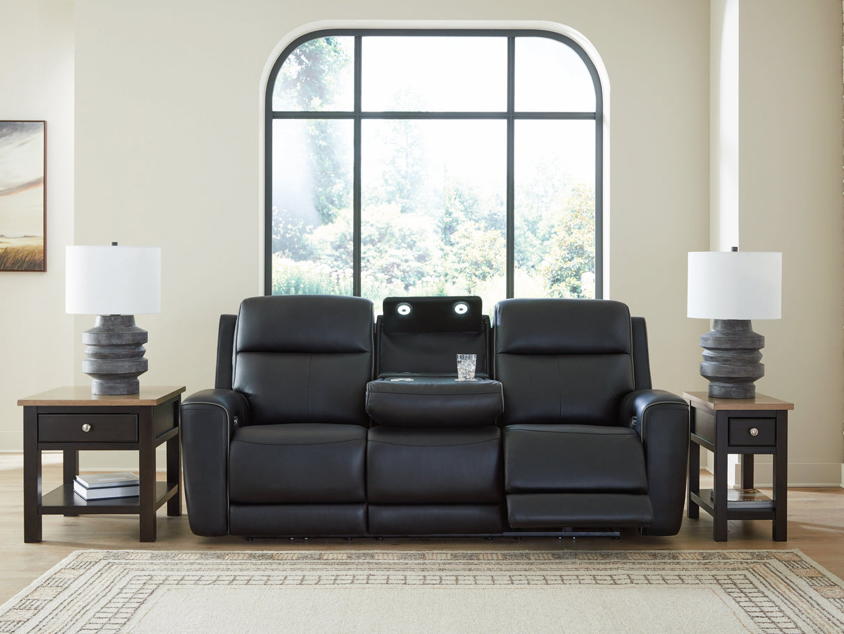 5Z-Relaxation Onyx Dual Power Leather Reclining Sofa by Ashley at Eve Furniture