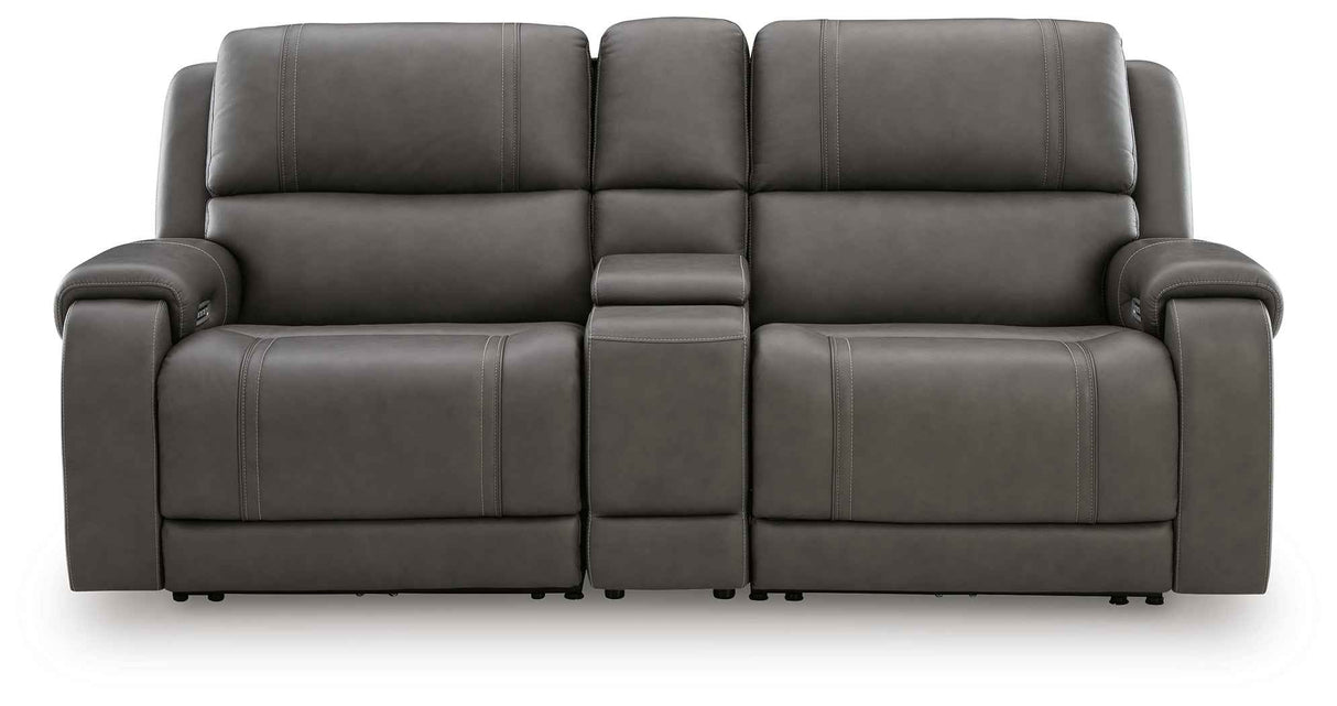 5Z - Pittson Anchor 3-Piece Power Reclining Sectional Loveseat with Console by Ashley at Eve Furniture
