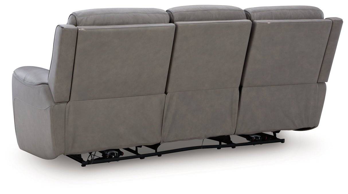 5Z-Relaxation Coin Dual Power Leather Reclining Sofa by Ashley at Eve Furniture