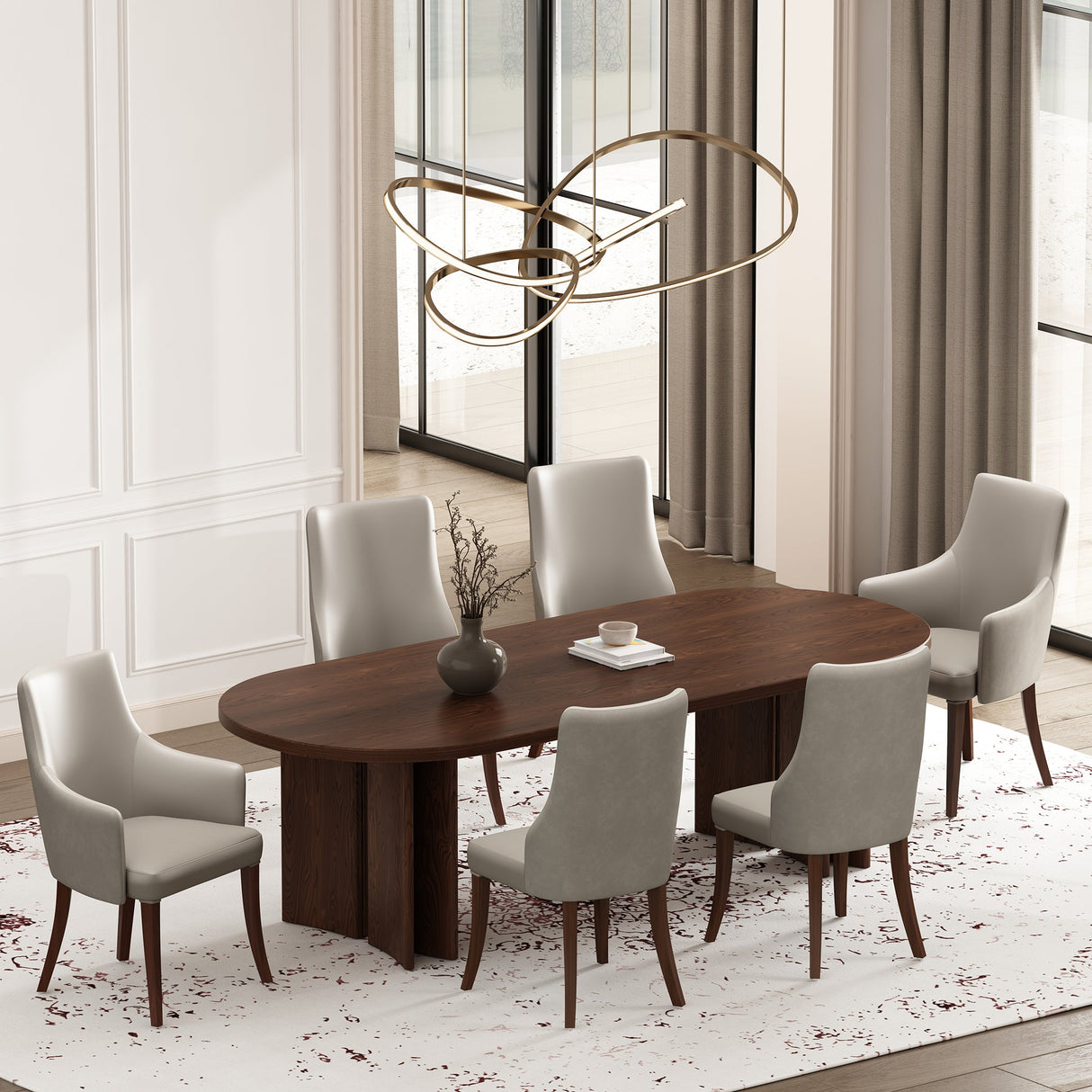 6-Piece Connie Dining Chair and Arm Chair in Light Grey by Manhattan Comfort at Eve Furniture