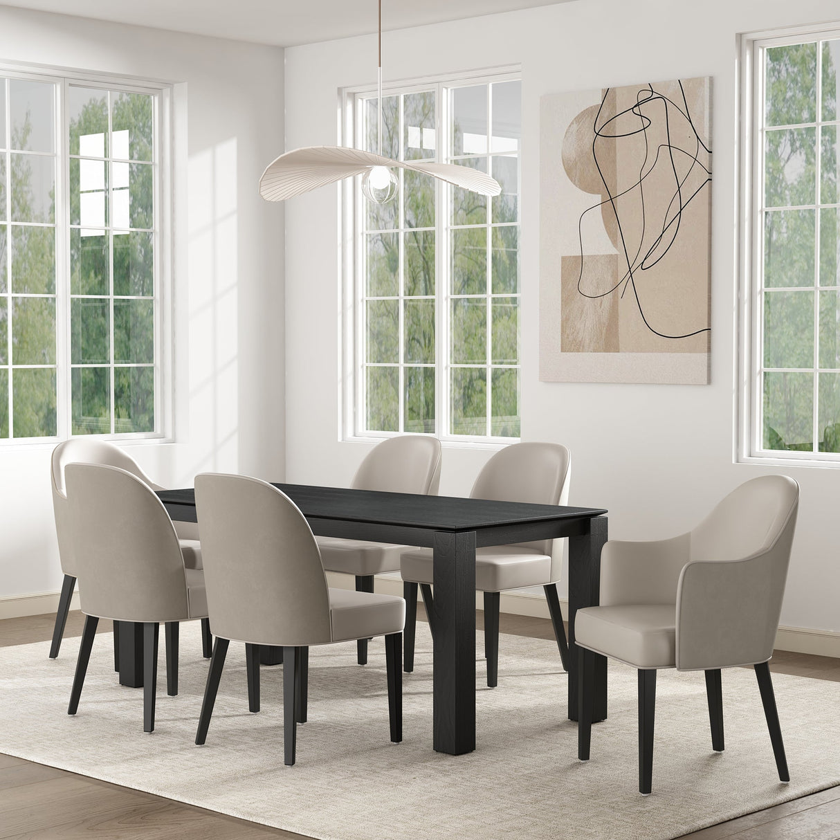 6-Piece Hillman Dining Chair and Arm Chair in Light Grey by Manhattan Comfort at Eve Furniture
