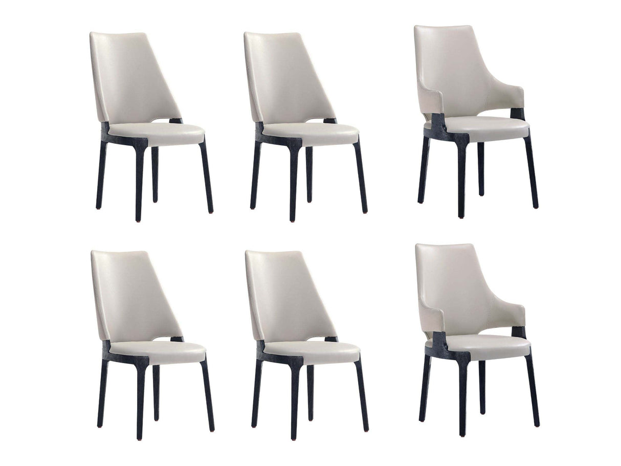6-Piece Kara Dining Side and Arm Chairs in Light Grey by Manhattan Comfort at Eve Furniture