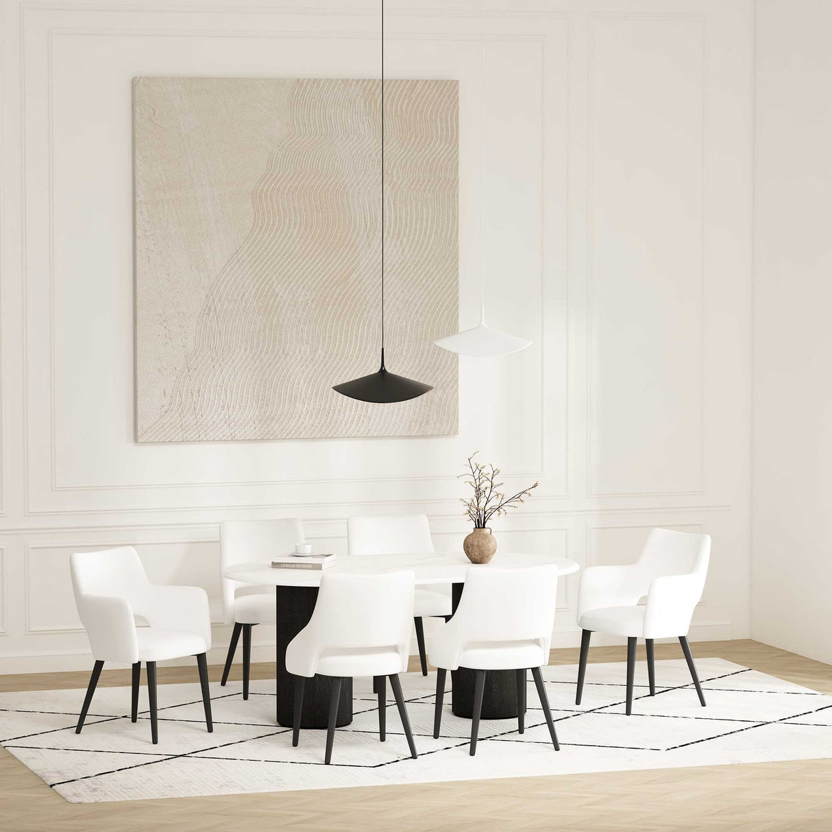 6-Piece Tremont Dining Chair in White by Manhattan Comfort at Eve Furniture