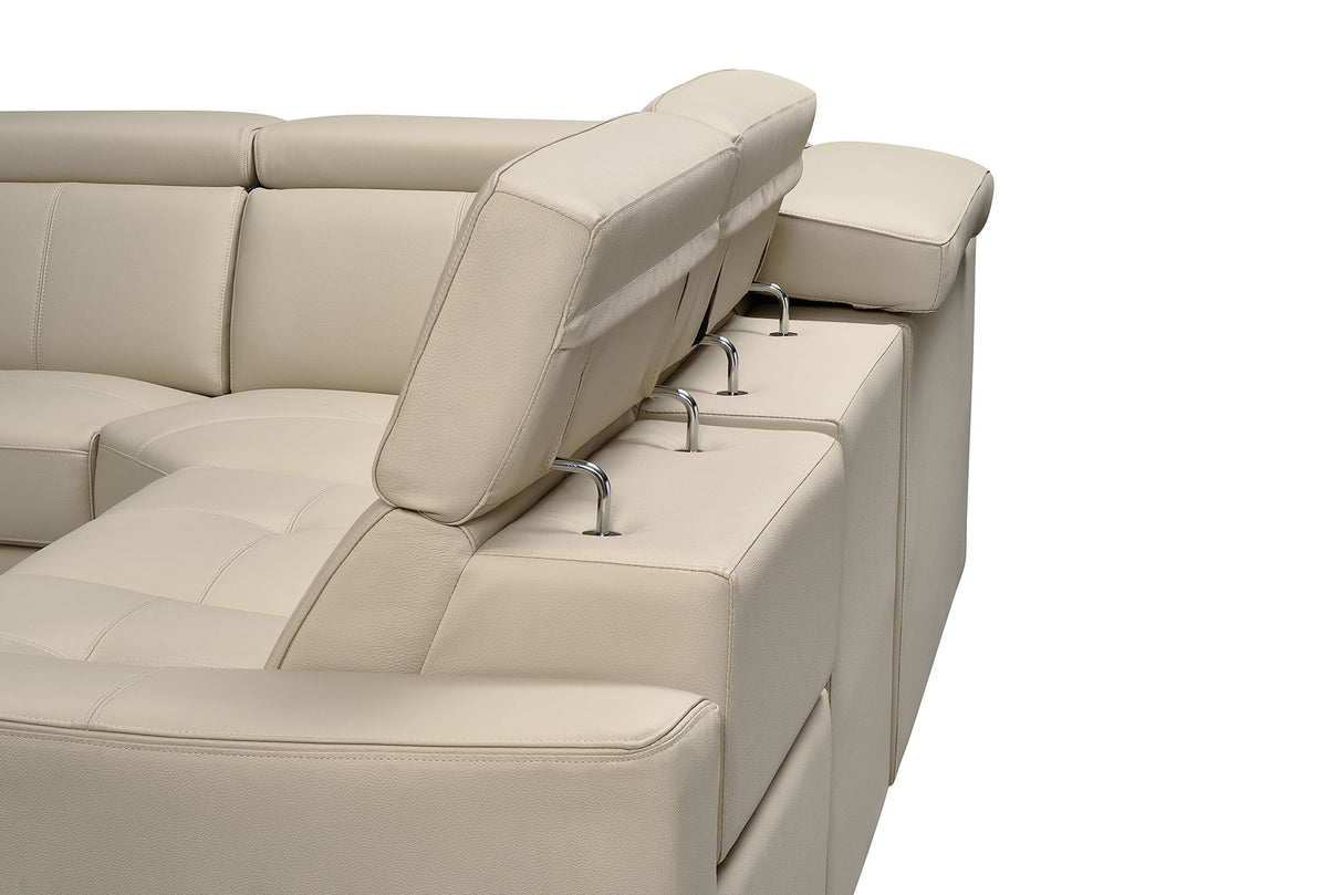 6021 Cream Sectional w/ manual recliners by ESF Furniture at Eve Furniture