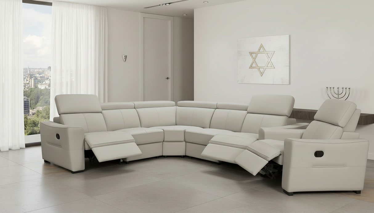 6021 Grey Sectional w/ manual recliners by ESF Furniture at Eve Furniture