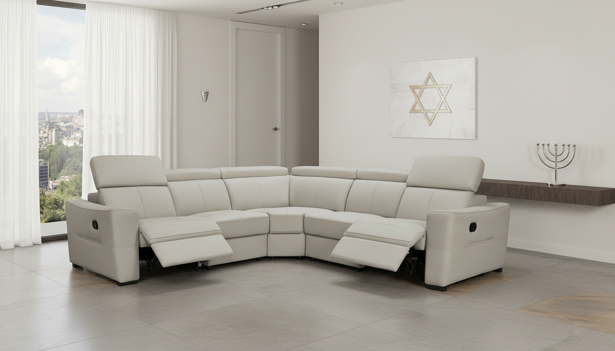 6021 Grey Sectional w/ manual recliners by ESF Furniture at Eve Furniture