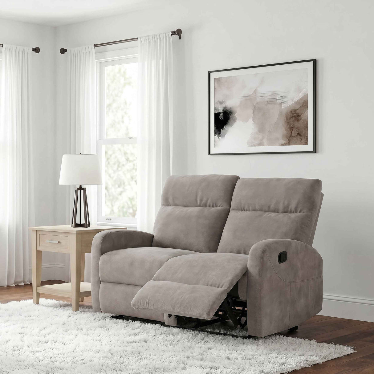 Hamilton Chenille Upholstered Manual Reclining Loveseat Sand