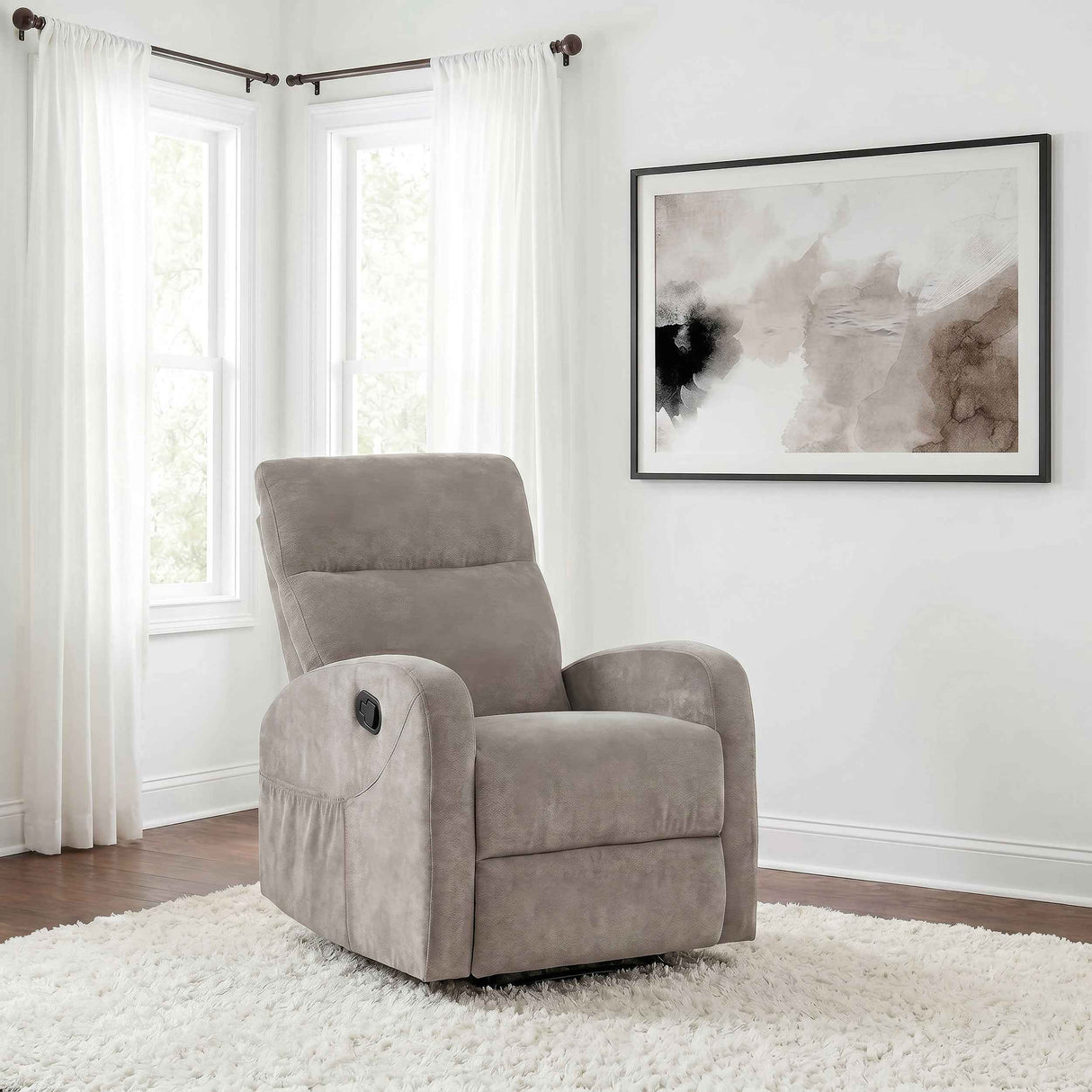 Hamilton Chenille Upholstered Manual Glider Recliner Sand
