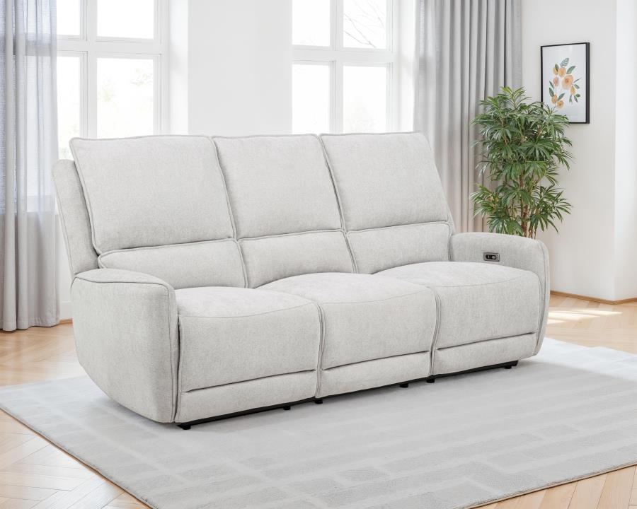 Sylmar Chenille Upholstered Power Reclining Sofa Dove Grey by Coaster at Eve Furniture
