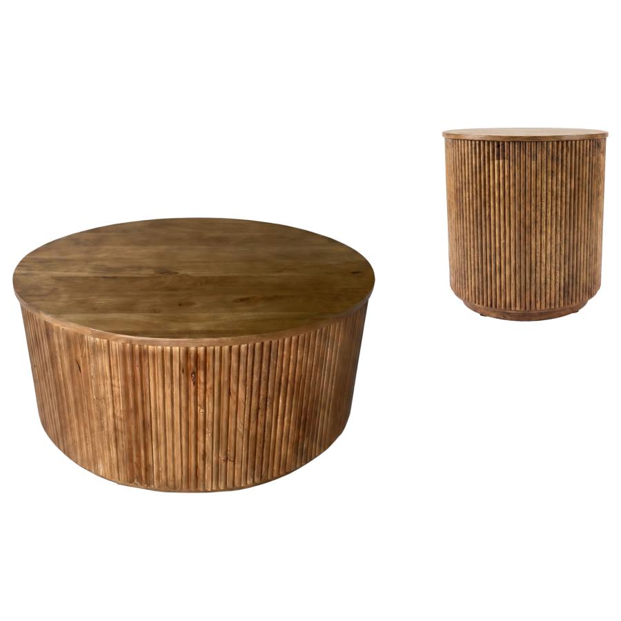 Coffey Light Brown 2-Piece Round Occasional Table Set by Coaster at Eve Furniture