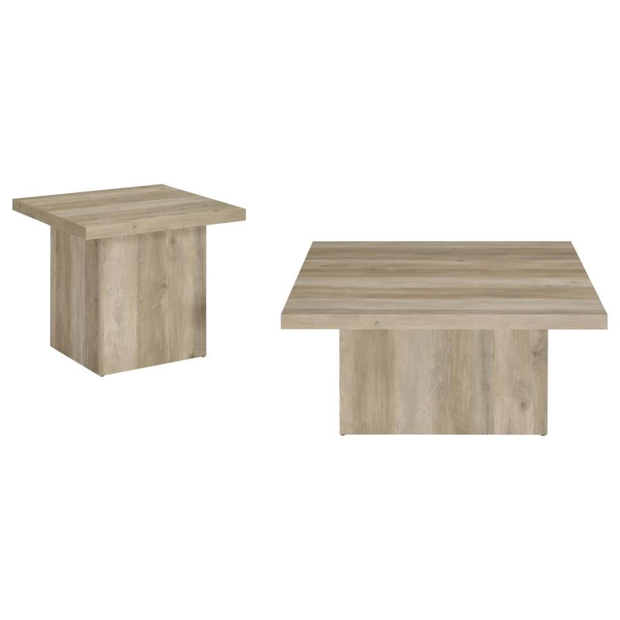 Devar Distressed Pine 2-Piece Square Occasional Table Set