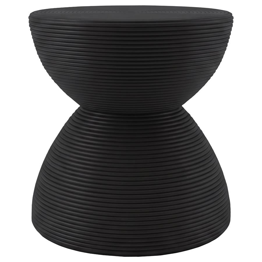 Macedo Black Round Ribbed Rattan Drum End Table by Coaster at Eve Furniture