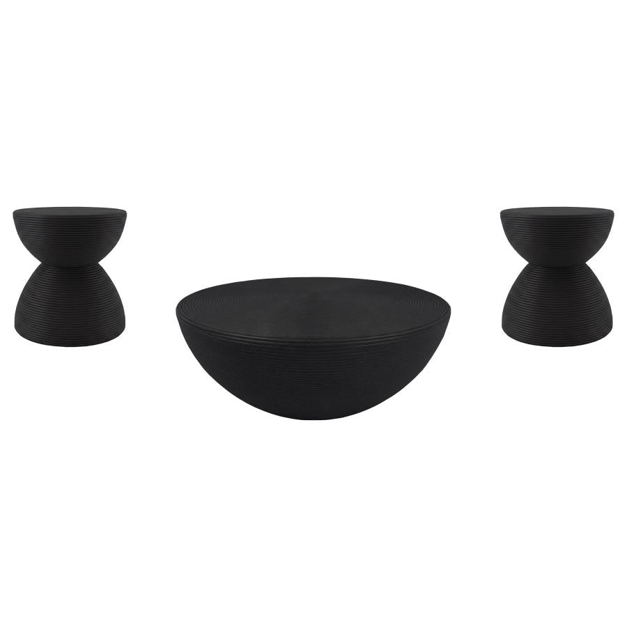 Macedo Black 3-Piece Transitional Round Rattan Occasional Table Set by Coaster at Eve Furniture