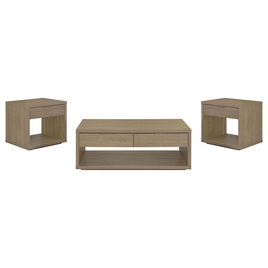 Ingram Latte 3-Piece Coffee and End Table Set with Storage