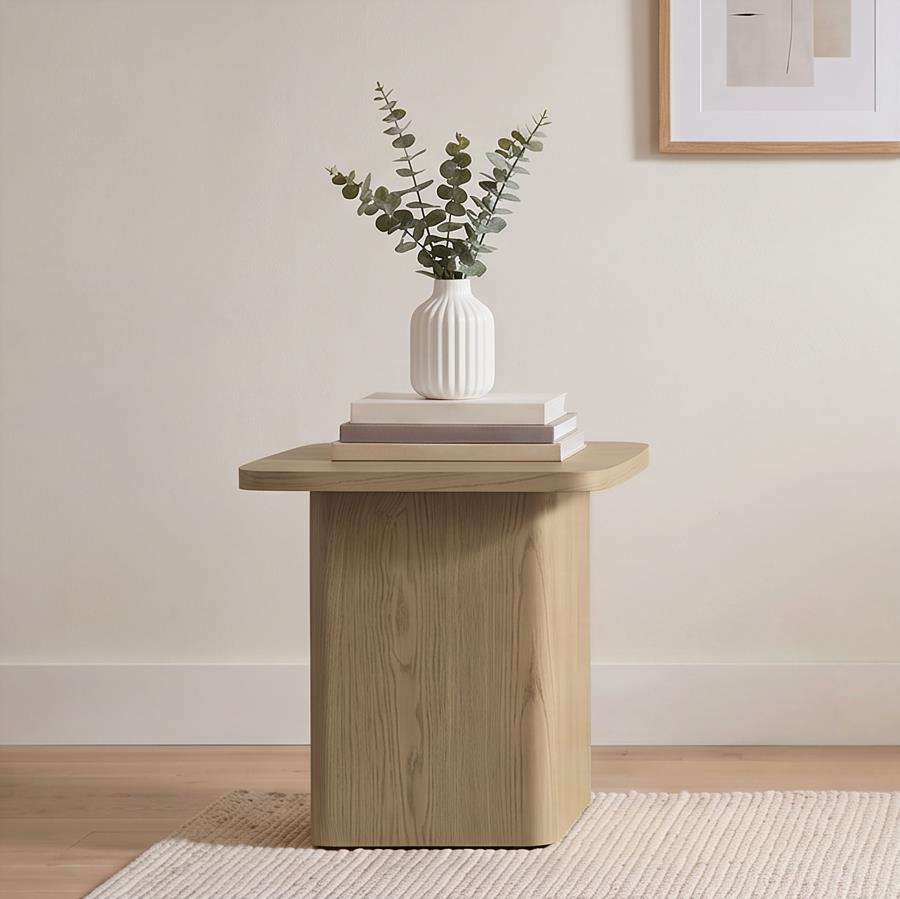 Fraser Greige Transitional Square Pedestal End Table by Coaster at Eve Furniture
