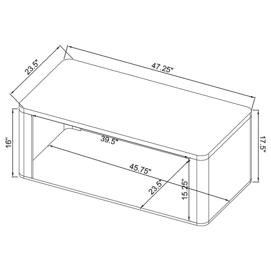 Alsina Greige Rectangular Coffee Table with Open Shelf by Coaster at Eve Furniture