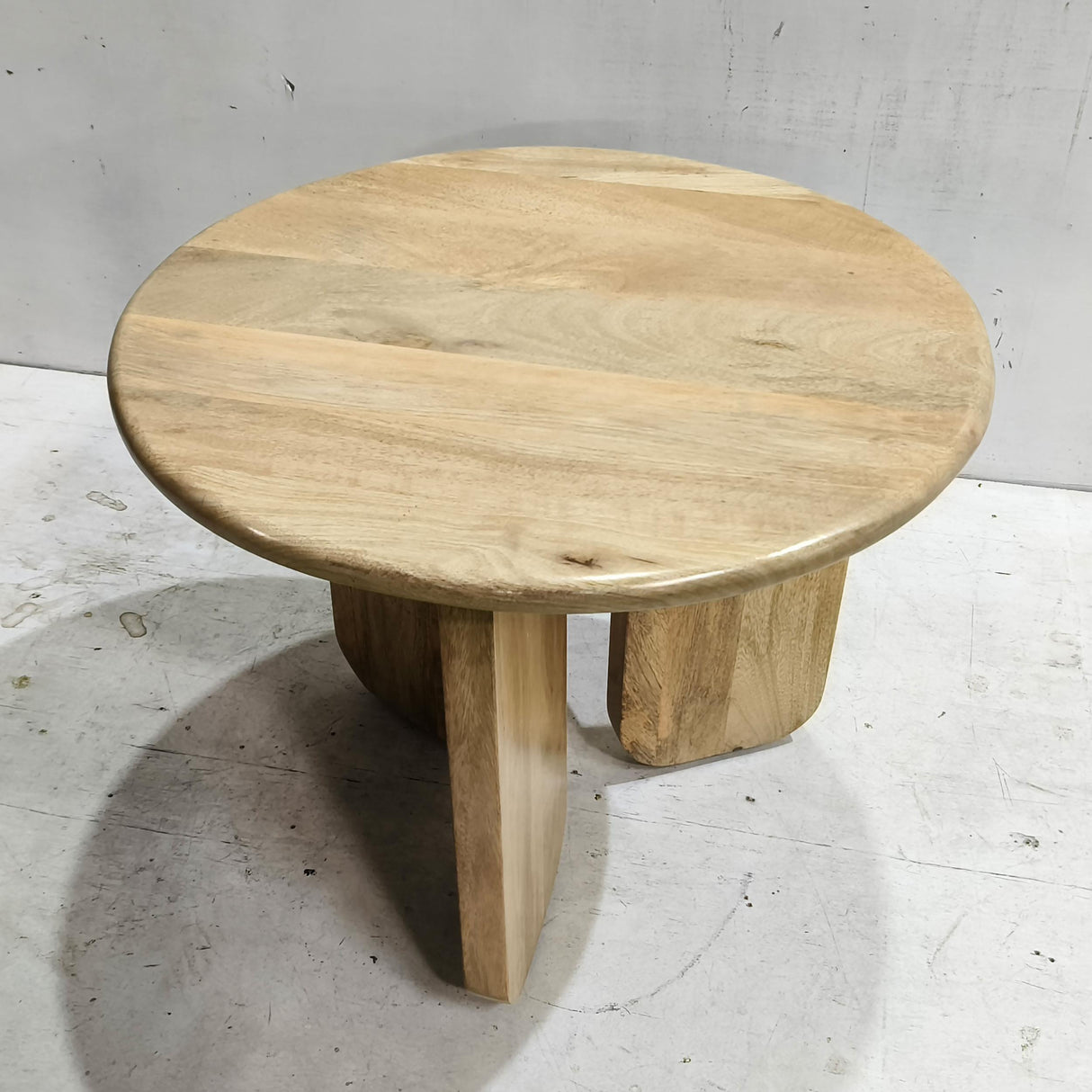 Dale Natural Mango Sculptural Round Solid Mango Wood End Table