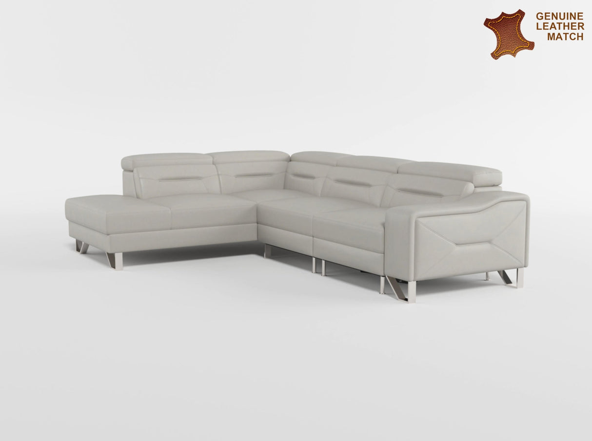 Ventura Light Gray Leather Left Side Chaise Sectional with Adjustable Headrests by Homelegance at Eve Furniture