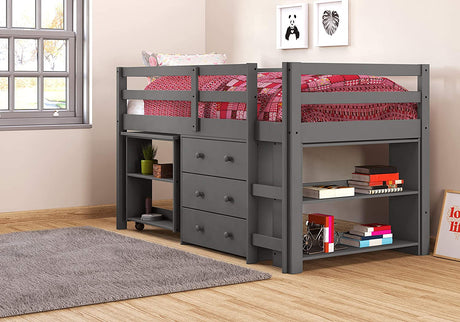 Nora Gray Loft Bed with Storage