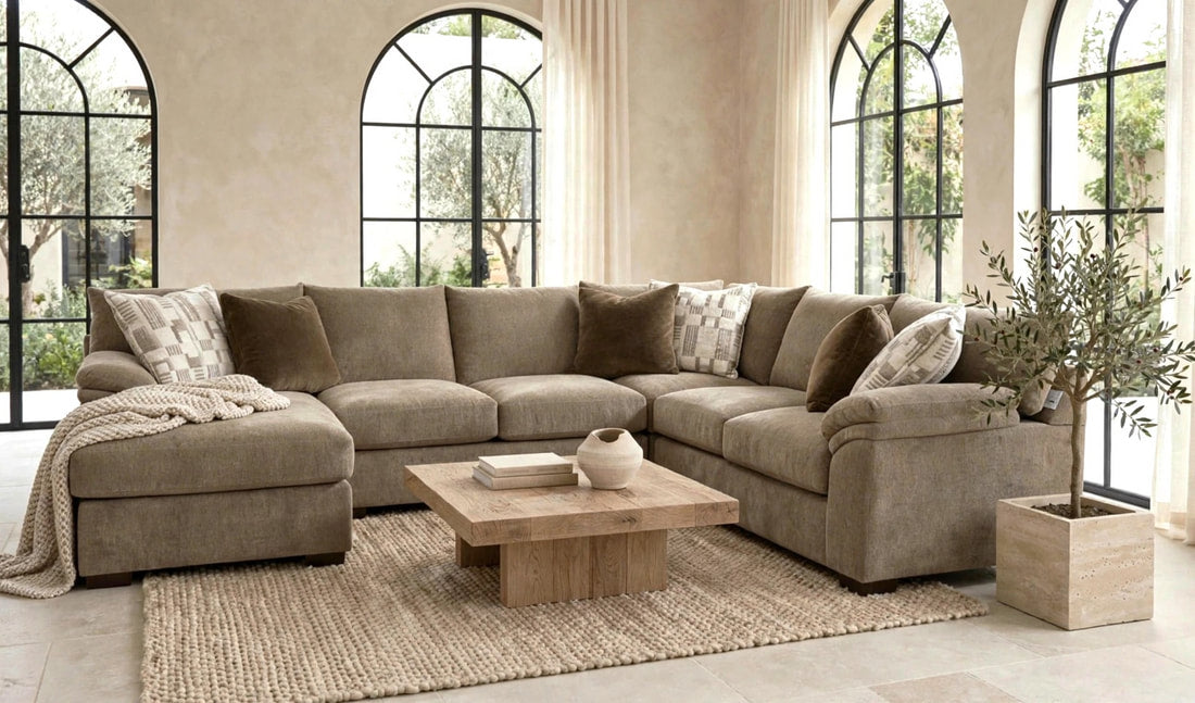 Frenzy Cafe Mocha Chaise Sectional by Happy Homes at Eve Furniture
