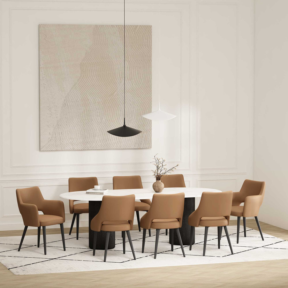 8-Piece Tremont Dining Chair in Saddle by Manhattan Comfort at Eve Furniture