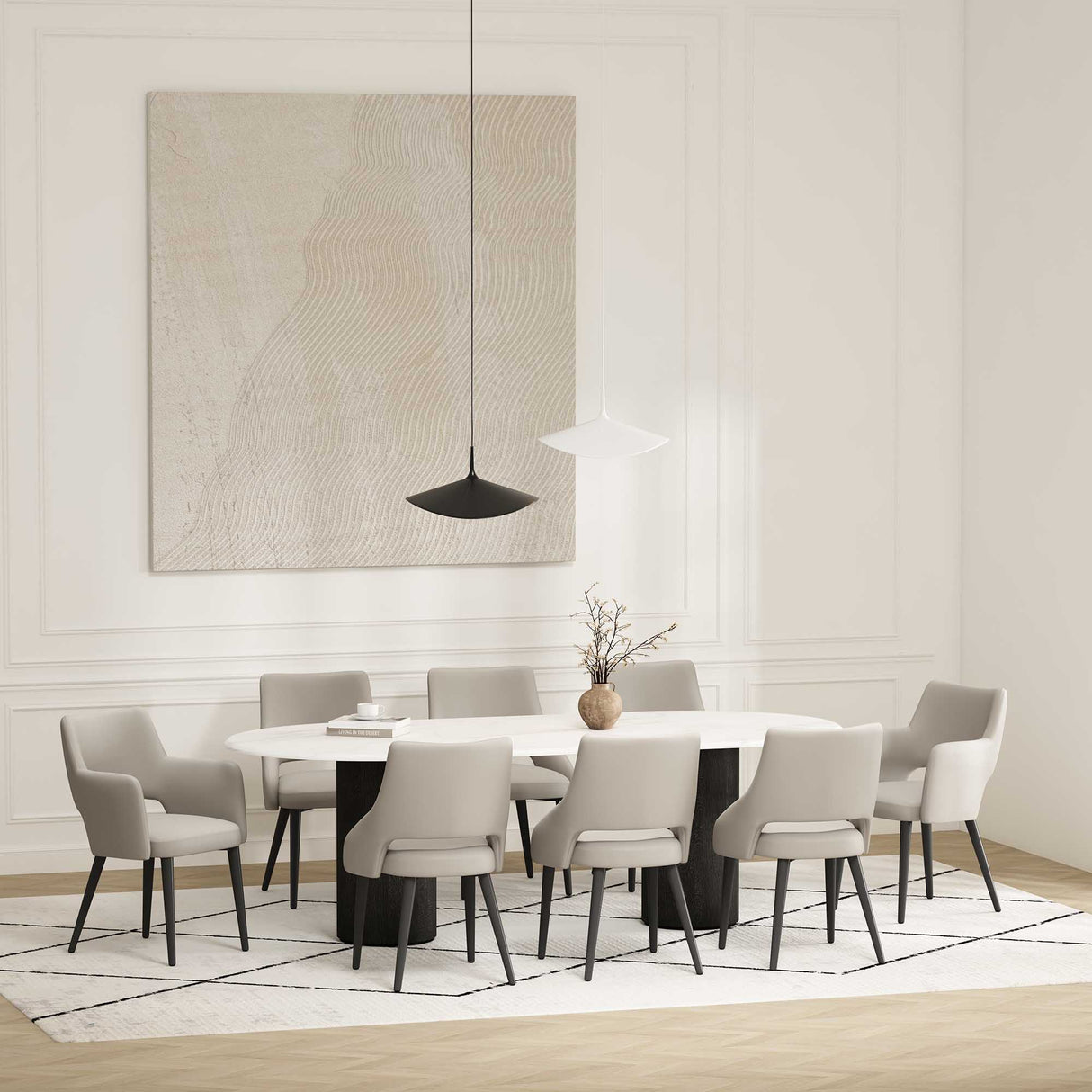 8-Piece Tremont Dining Chair in Stone by Manhattan Comfort at Eve Furniture